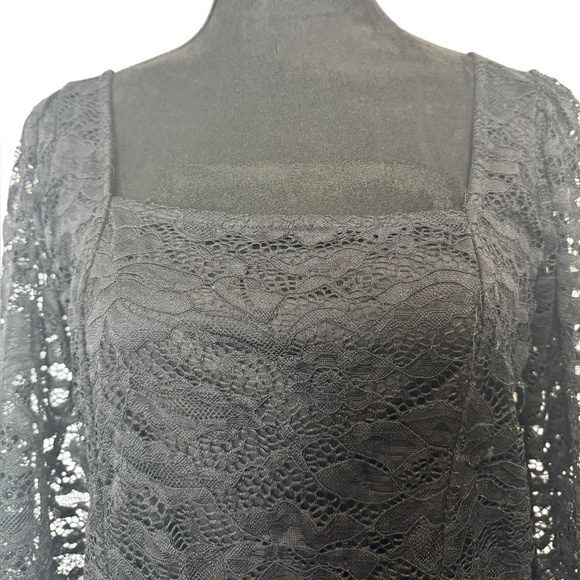 Torrid Lace Square Neck Long Sleeve Top Black - Picture 7 of 8